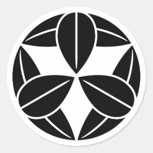 Sticker Rond [Armoiries familiales] Neuf feuilles de bambou