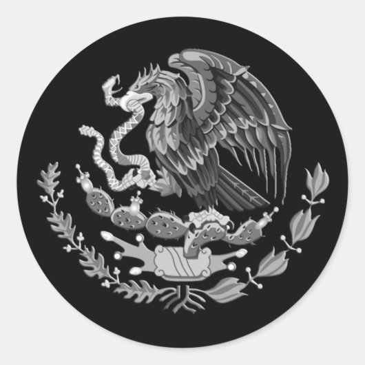 Sticker Rond Armoiries mexicaines argentées, aigle du Mexique (Devant)