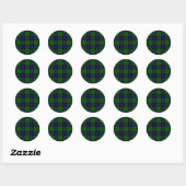 Sticker Rond Armstrong tartan bleu et vert plaid (Feuille)