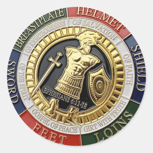 Sticker Rond Armure De Dieu Bouclier De Foi Éphésiens (Devant)