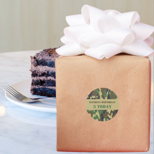 Sticker Rond Army Camo Theme Anniversaire