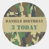 Sticker Rond Army Camo Theme Anniversaire (Devant)