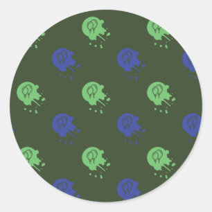 Sticker Rond Army Green & Blue Painball Party