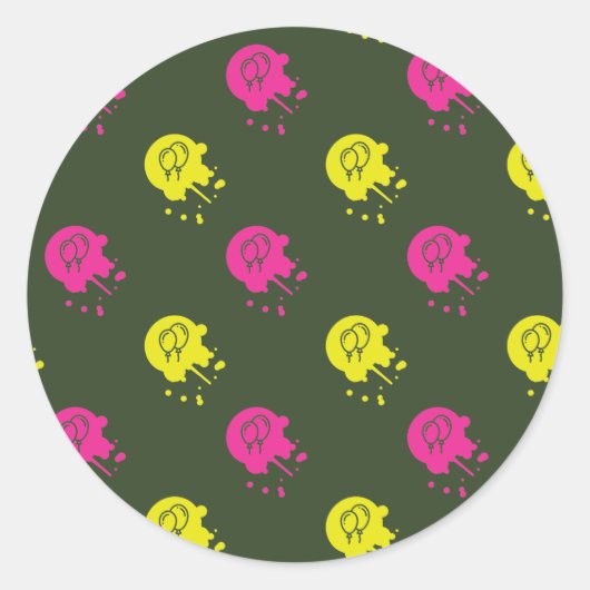 Sticker Rond Army Green - Painball rose et jaune (Devant)
