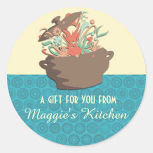 Sticker Rond Arômes éclatants cuisine pot chef carte de restaur