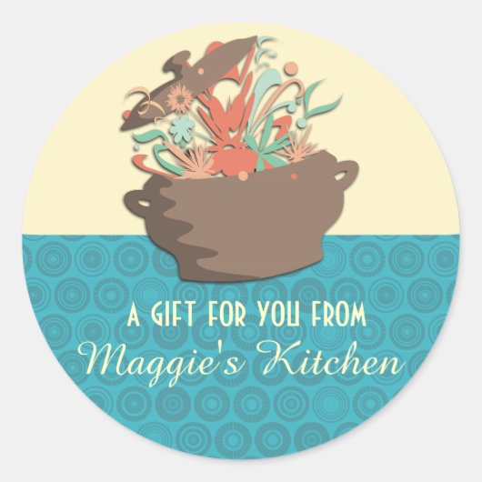 Sticker Rond Arômes éclatants cuisine pot chef carte de restaur (Devant)