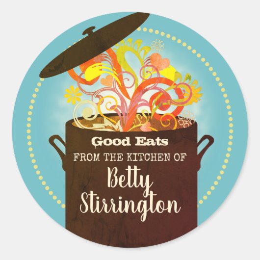 Sticker Rond Arômes éclatants cuisine potage sauce ragoût (Devant)