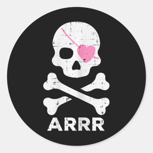 Sticker Rond Arr Pirate Heart Eyepatch Halloween Femmes Toddler (Devant)