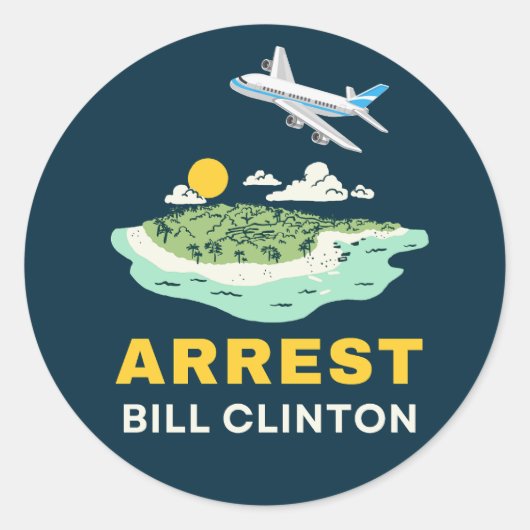 Sticker Rond Arrestation de Bill Clinton Epstein (Devant)