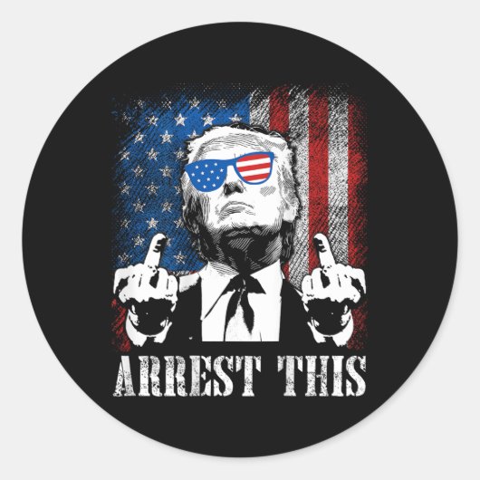 Sticker Rond Arrestation du drapeau américain Trump 2024 (Devant)