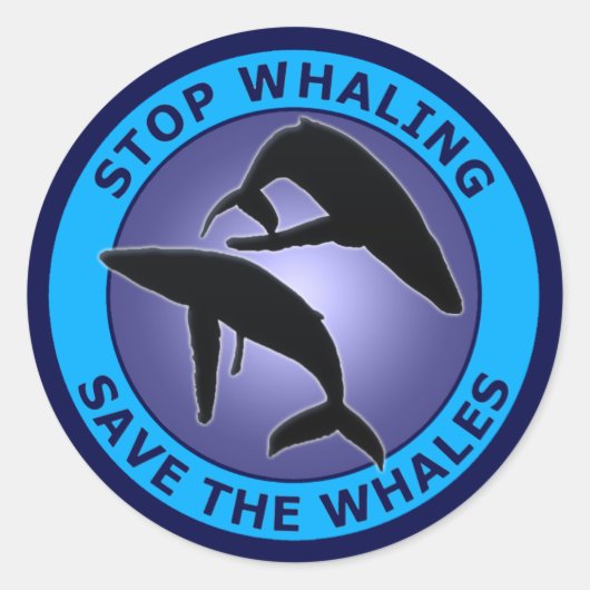 STICKER ROND ARRÊTER LA BALEINE SAUVER LES BALEINES (Devant)