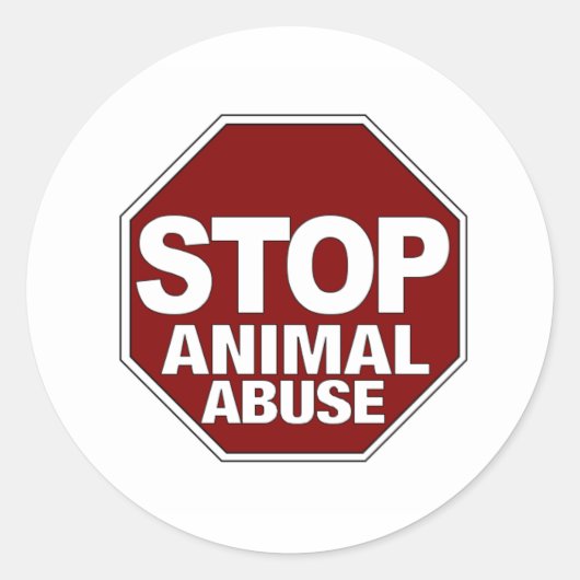 Sticker Rond Arrêter la maltraitance animale (Devant)