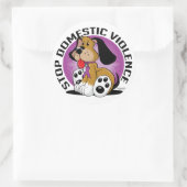 Sticker Rond Arrêter la violence domestique chien (Sac)