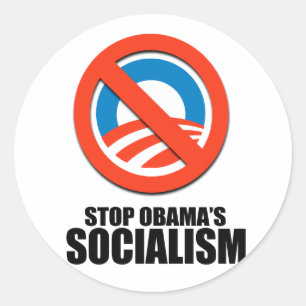 STICKER ROND ARRÊTER LE SOCIALISME OBAMA