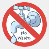 Sticker Rond Arrêter les déchets d'eau (Devant)