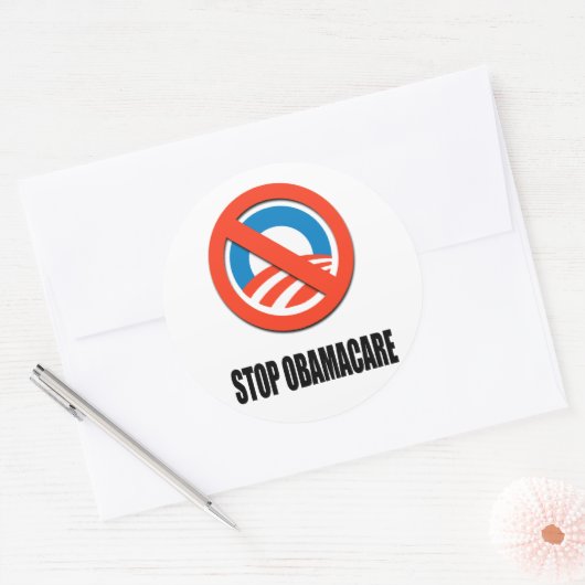 Sticker Rond Arrêter l'Obamacare (Enveloppe)