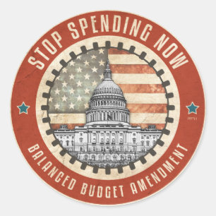 Sticker Rond Arrêtez de dépenser maintenant