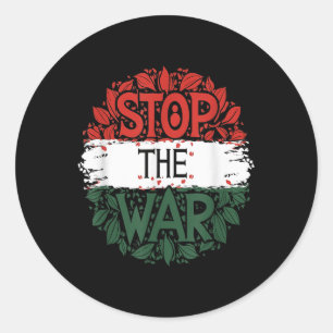 Sticker Rond Arrêtez la guerre, anti-guerre, Palestine libre, P