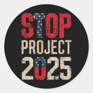 Sticker Rond Arrêtez le Projet 2025 Trump Biden Vintage