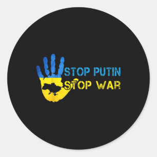 Sticker Rond Arrêtez Poutine Arrêtez la guerre Soutenez l'Ukrai