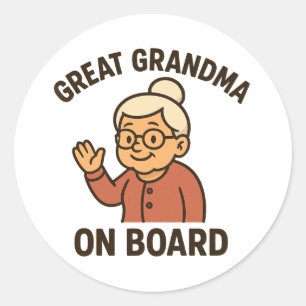 Sticker Rond Arrière-grand-mère à bord