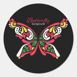 Sticker Rond Arrière - plan avec un beau papillon.