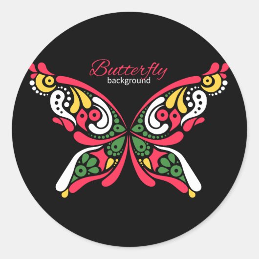 Sticker Rond Arrière - plan avec un beau papillon. (Devant)