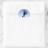 Sticker Rond Arrière - plan Black Flying Robot Blue Sky (Sac)