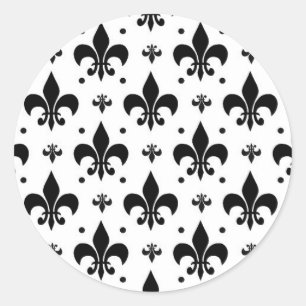 Sticker Rond Arrière - plan blanc Fleur-de-lis Motif design