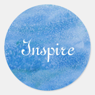 Sticker Rond Arrière - plan bleu d'aquarelle