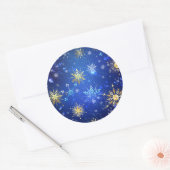 Sticker Rond Arrière - plan Bleu XMAS avec des flocons de neige (Enveloppe)
