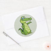 Sticker Rond Arrière - plan d'alligator de bande dessinée (Enveloppe)