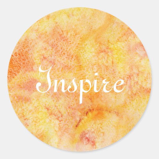 Sticker Rond Arrière - plan d'aquarelle orange (Devant)