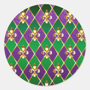 Sticker Rond Arrière - plan de bijoux Mardi Gras