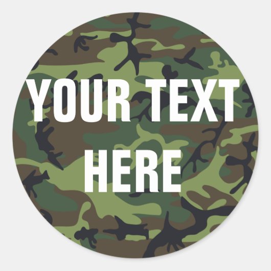 Sticker Rond Arrière - plan de camouflage pour texte personnali (Devant)
