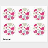 Sticker Rond Arrière - plan de coeur (Feuille)