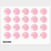 Sticker rond Arrière - plan de coeur rose (Feuille)