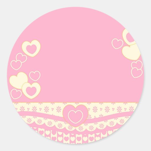 Sticker rond Arrière - plan de coeur rose (Devant)
