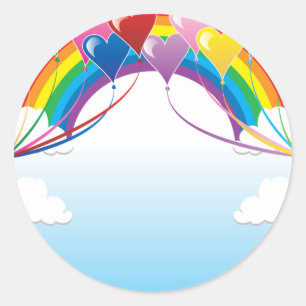 Sticker Rond Arrière - plan de Heart Baloon