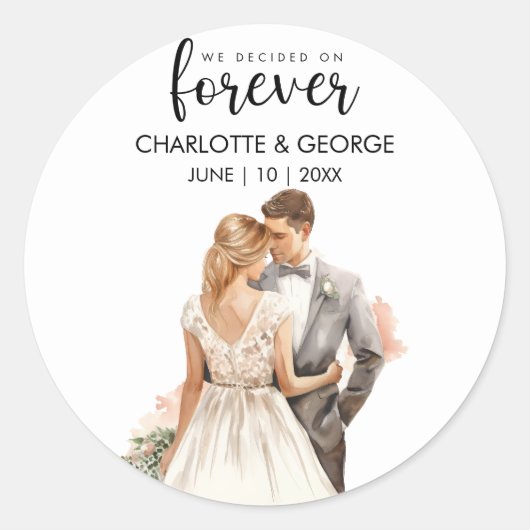 Sticker Rond Arrière-plan de la mariée pour toujours Mariage (Devant)