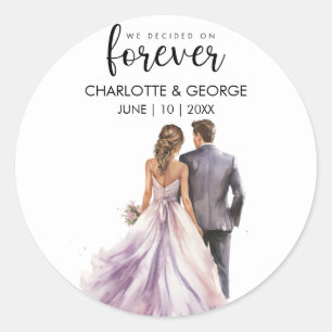 Sticker Rond Arrière-plan de la mariée pour toujours Mariage