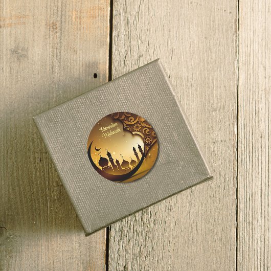 Sticker Rond Arrière - plan de la mosquée de nuit Ramadan Mouba