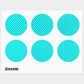 Sticker Rond Arrière - plan de pois turquoise (Feuille)