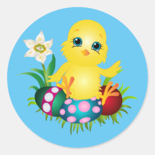Sticker Rond Arrière - plan de poulet de Pâques