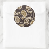 Sticker Rond Arrière - plan de style Paisley (Sac)