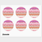 Sticker Rond Arrière - plan de zigzag rose (Feuille)