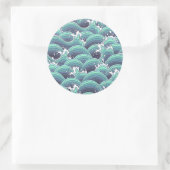 Sticker Rond Arrière - plan décoratif de vague de mer (Sac)