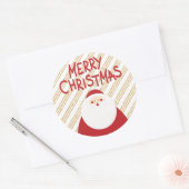 Sticker Rond Arrière - plan d'or Rouge Joyeux Noël Père Noël Ho (Enveloppe)