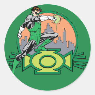 Sticker Rond Arrière - plan et logo de Green Lantern City