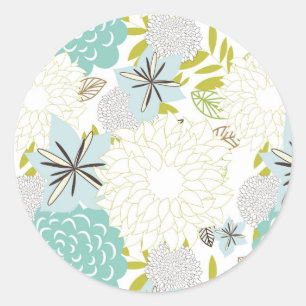 Sticker Rond Arrière - plan floral